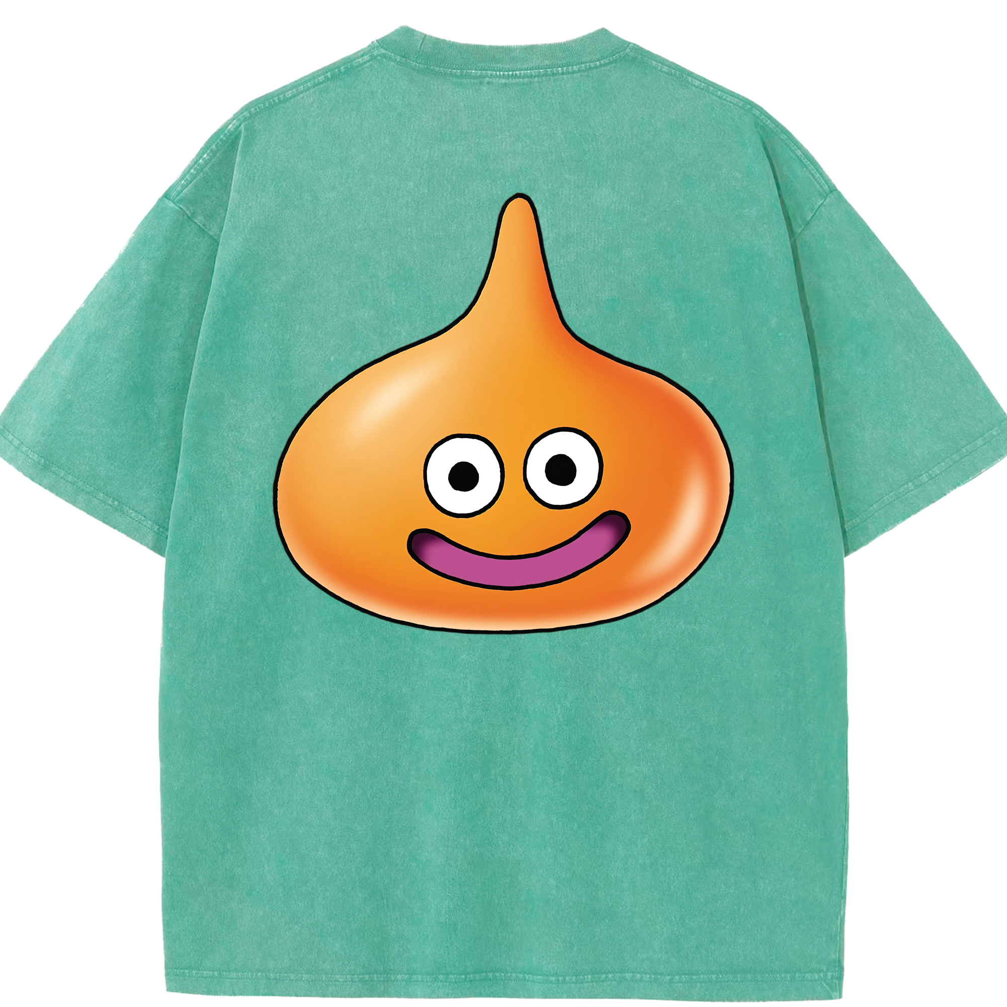 （画像用） ドラゴンクエスト Doragon Kuesuto Dragon Quest 綿100% ヴィンテージ風 半袖Tシャツ（背面プリント）